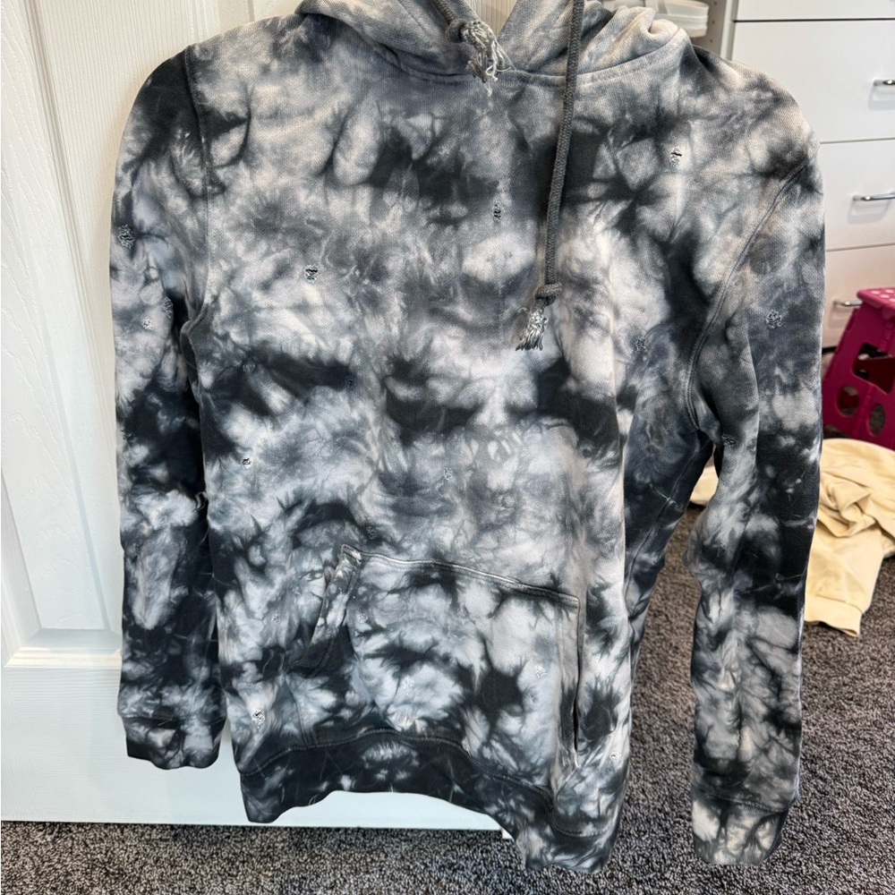 Kappa Men’s Black & White Tie-Dye Crewneck Hoodie